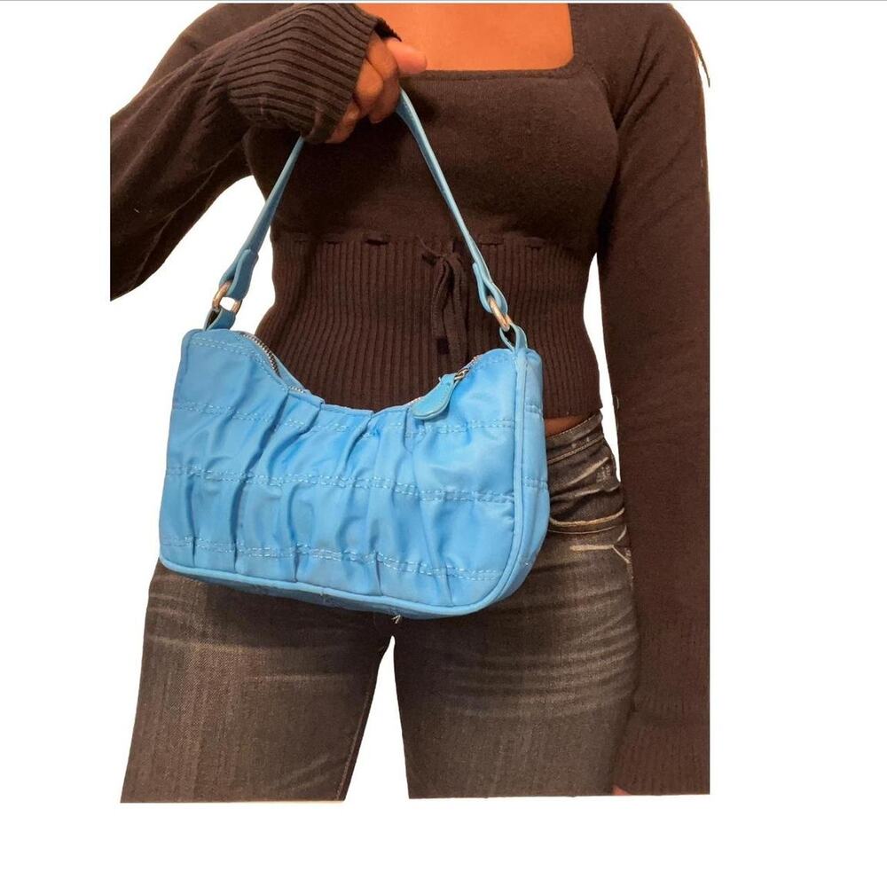Blue Ruffle Handle Bag - Picture 6 of 6